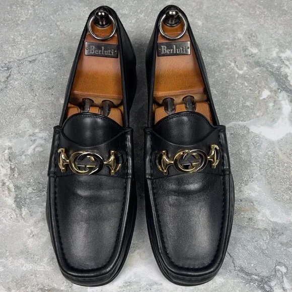 GUCCI Interlocking GG Logo Loafers Heels Black Leather 7.5 G or 8 US or 41.5 EUR GUCCI Interlocking GG Logo Loafers Heels Black Leather 7.5 G  main image 2
